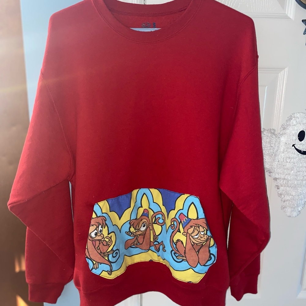 Repurposed crew neck with Aladdin sheets